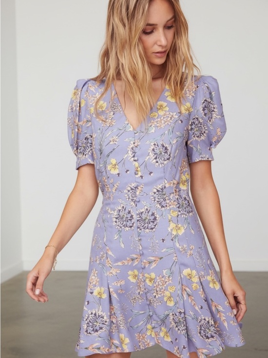 Astr Dresses & Skirts - Astr Lavender Floral Puff Sleeve Mini Dress